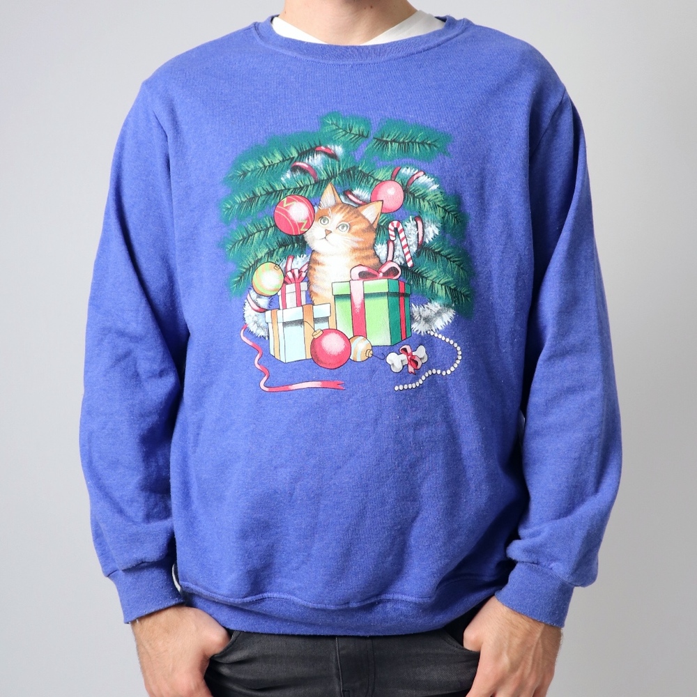1990s Vintage Blair Kitty Christmas Sweater